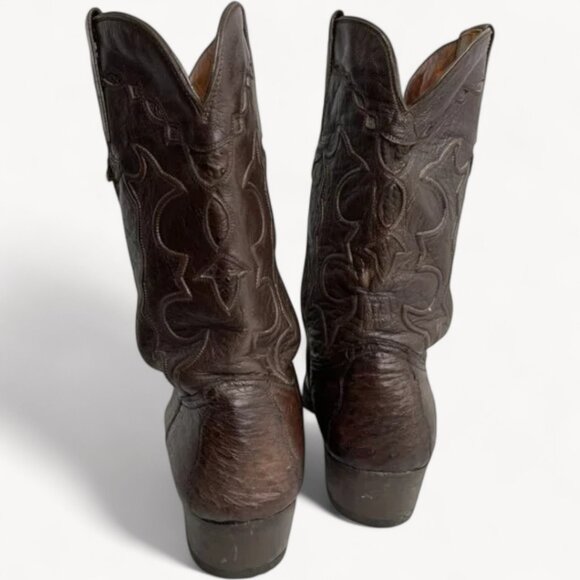 Montana Red Burgundy Ostrich Leather Western Cowboy Biker Boots Men's 7.5 E - Picture 8 of 8